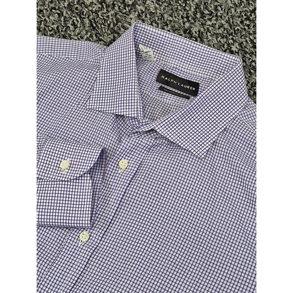 Ralph Lauren Black Label Men's 17.5 100% Cotton Button Shirt Plaid Italy